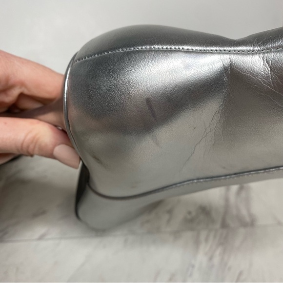 Open Edit Blythe Silver Pointy Toe Heeled Bootie 8 1/2 M - Picture 4 of 15